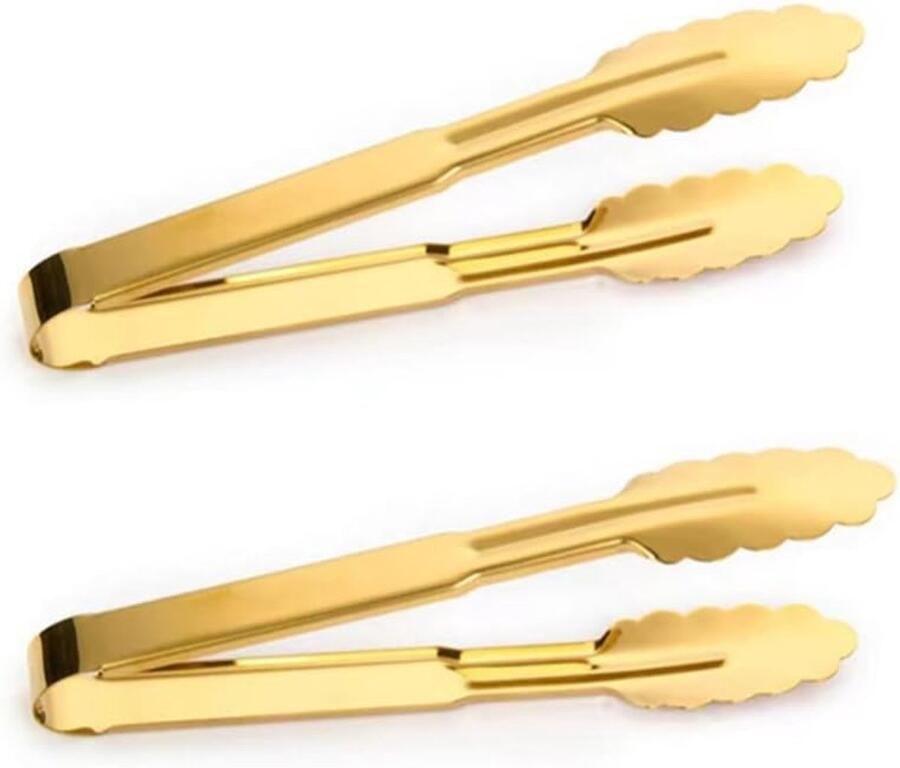 Serveertangen Set Keuken Tangen Buffet Gebruik Roestvrij Staal 2 Stuks 23 cm Goud