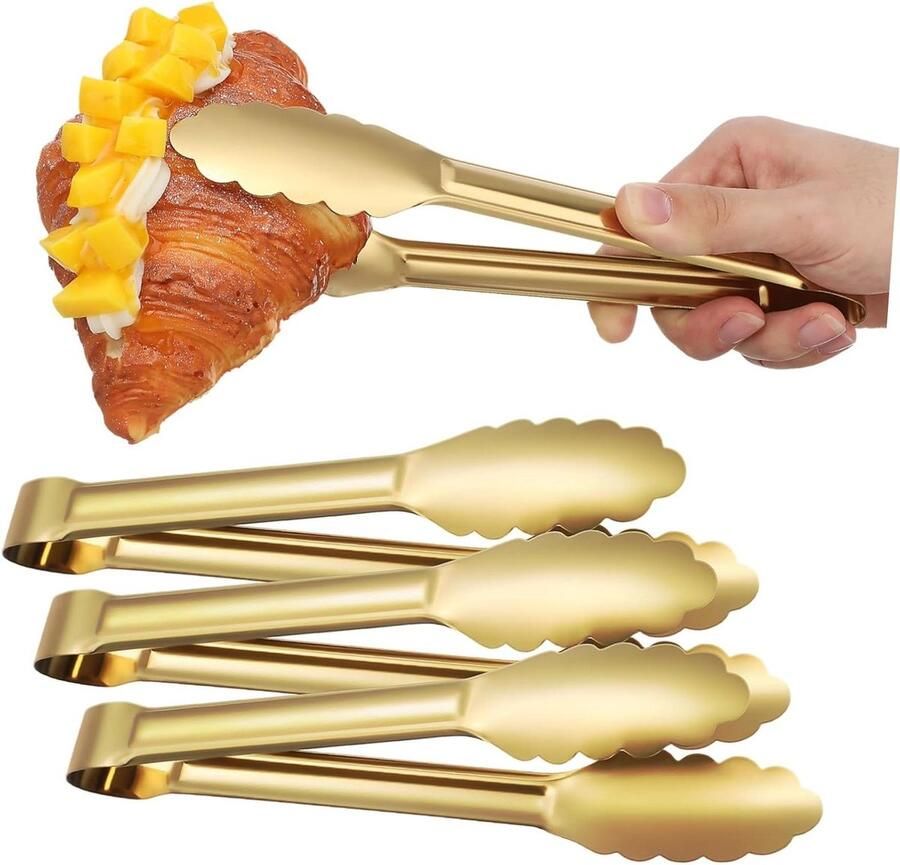 Serveertangen Set Keukentang Buffet Eten Serveren Verbeterde Grip 245 cm Goud
