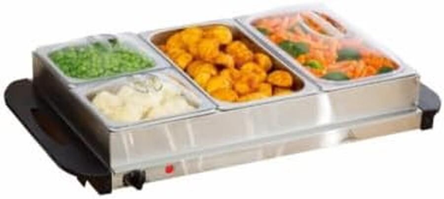 Server Buffetkachel Warmhoudplaat Buffet Diners Organiseren Instelbare Thermostaat 4 Containers Zwart