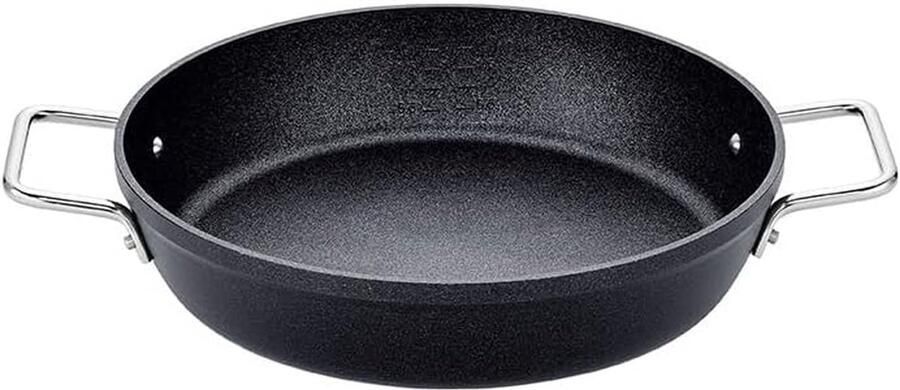 Serveringspan Aluminium Koekenpan Koken en braden Krasbestendige antiaanbaklaag 32 cm Zwart