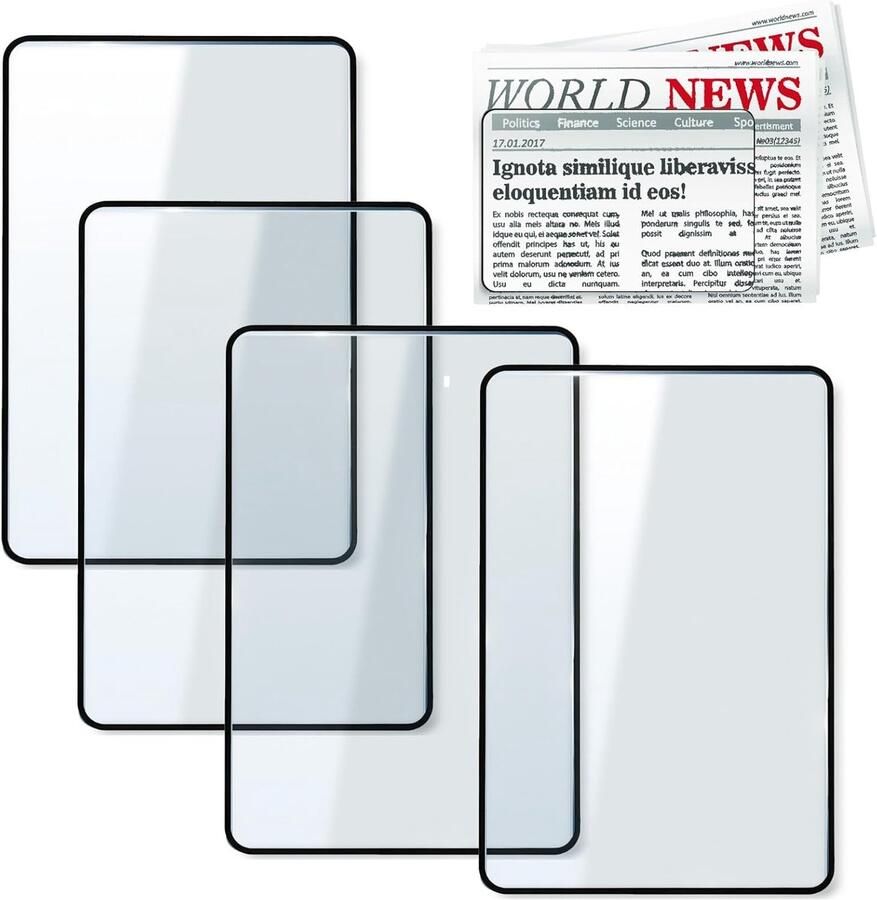Set (4 stuks) leesloep & leesloep voor senioren volledige pagina leesversterker met 3 x vergroting ideaal voor senioren en leeshulp