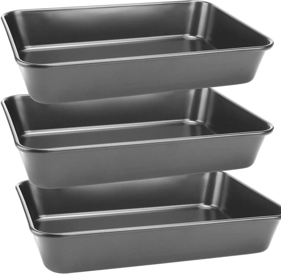 Set Bakplaten Ovenpannen Koken Bakken en Roosteren Gelijkmatige Verwarming 343 x 241 x 62 cm Zwart