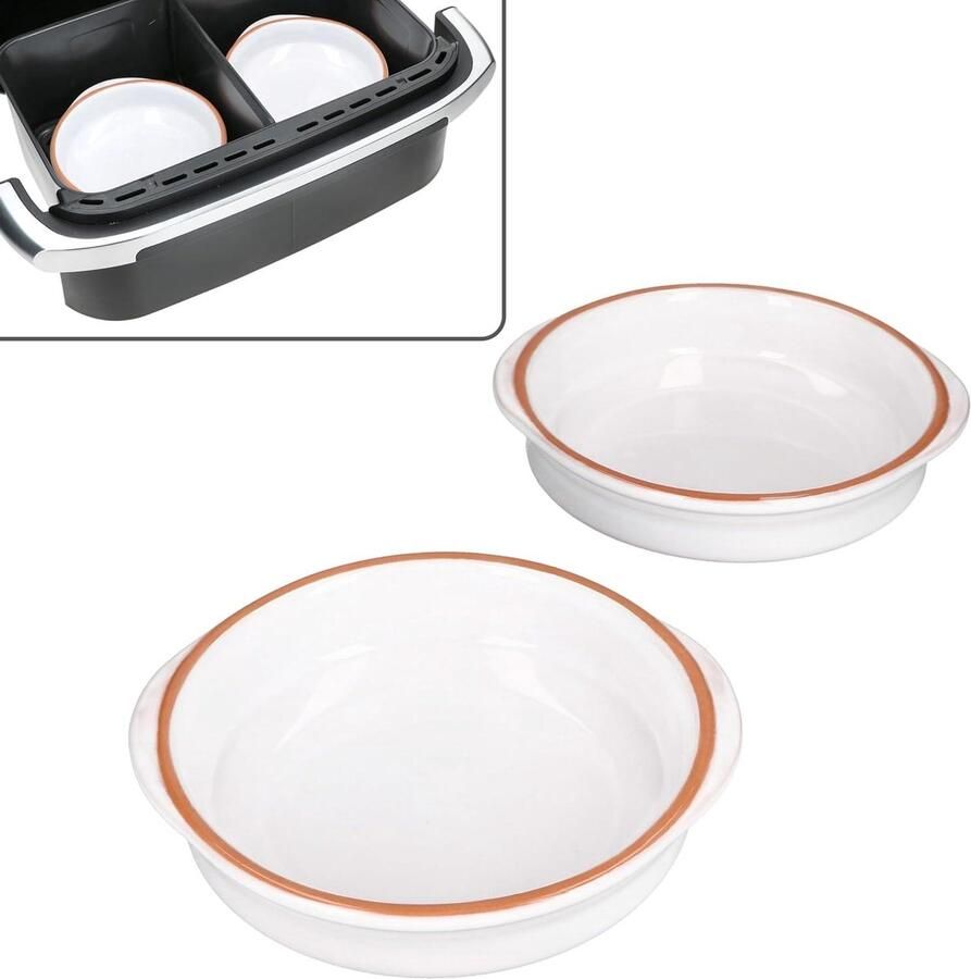 Set Bakvormen Airfryer Cazuela's Kleine Gerechten Maken Natuurlijk Kleimateriaal 2 stuks 165 cm Wit