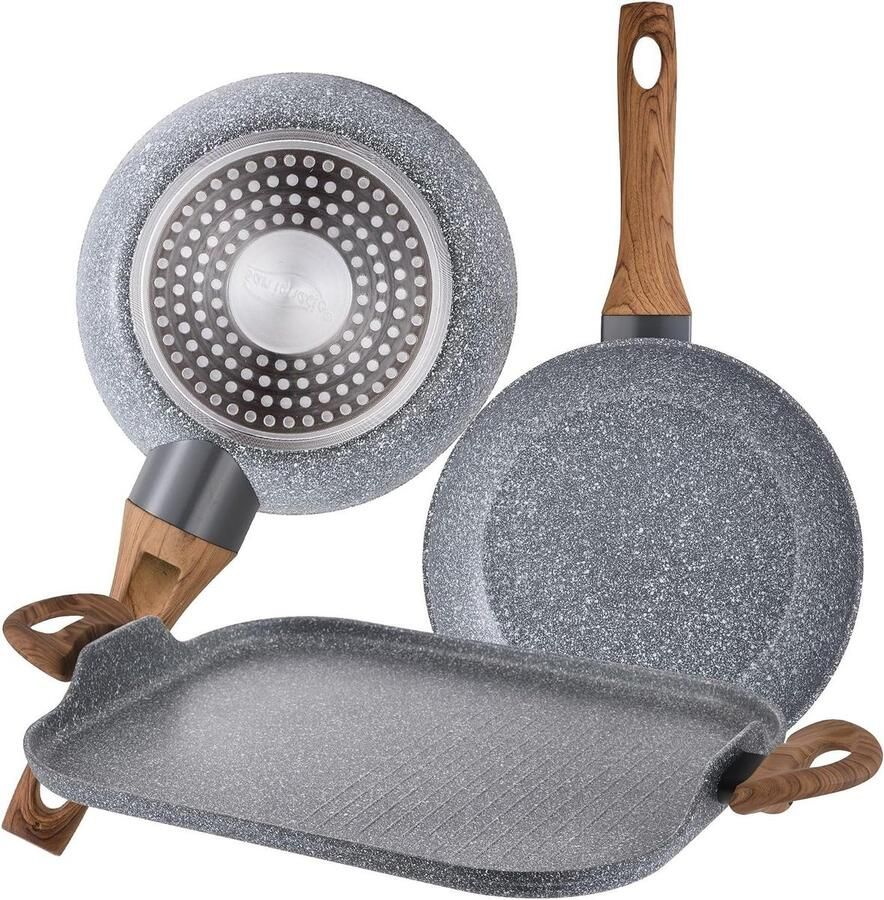 Set Braadpannen en Grill Kookpannen Aluminium Lekker Koken Gesmeed Aluminium 26 cm Metálico