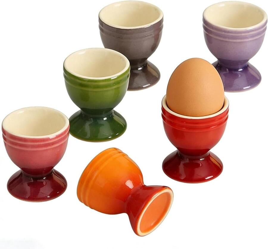 Set Eierdopjes Eierhouders Keramiek Ontbijt Serveren Kleurverloop Design 5 x 6 cm Multicolor