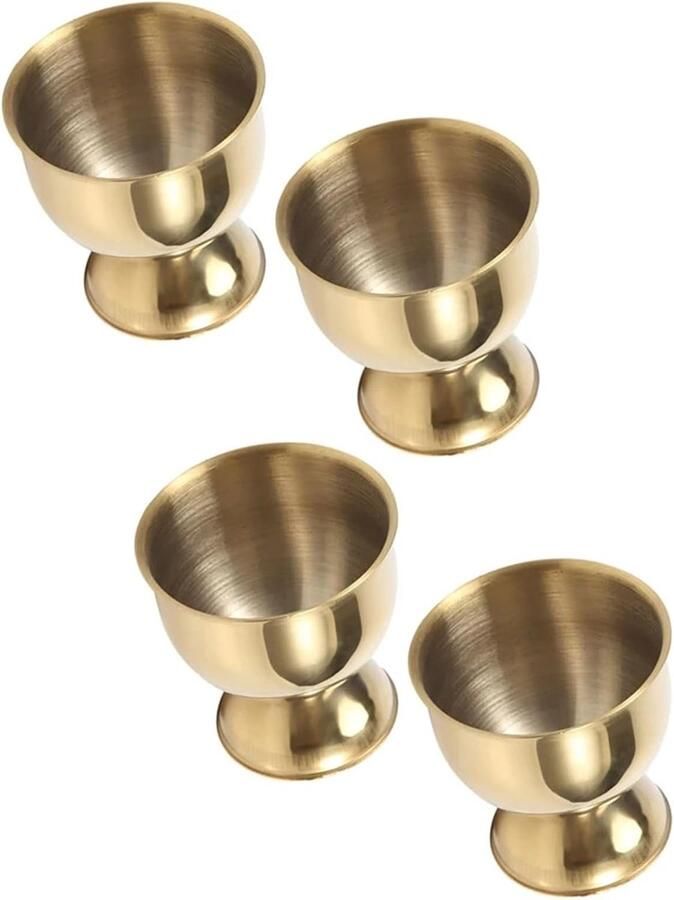 Set Eierdopjes Keukengerei Houders Ontbijt Serveren Roestvrij Staal 4.8 cm Goud