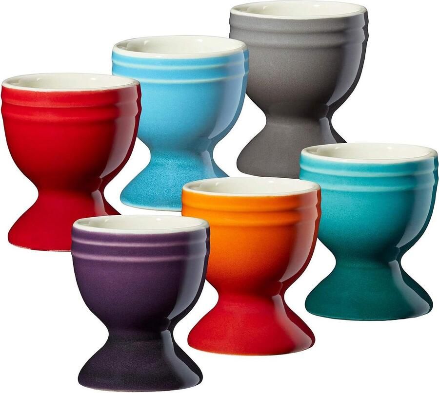 Set eierdopjes Kleurrijke dopjes Ontbijt serveren Stijlvol gegradueerd design Set van 6 Regenboogkleuren