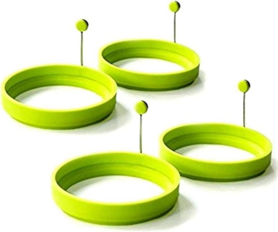 Set Eiermallen Pannenkoekvormen Bakvormen Ontbijt Maken Hittebestendig Silicone 13.8 x 1 cm Groen