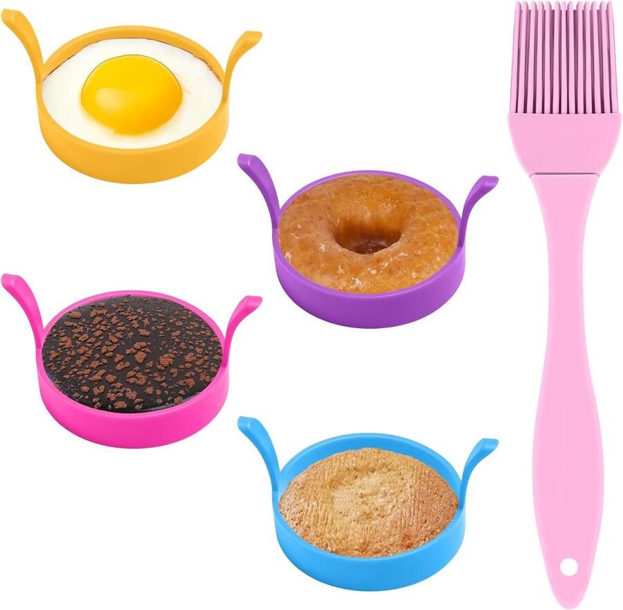 Set Eierringen Bakvormen Gebakken Eieren Perfect Ontbijt Maken Anti-aanbak Siliconen Vier Kleuren