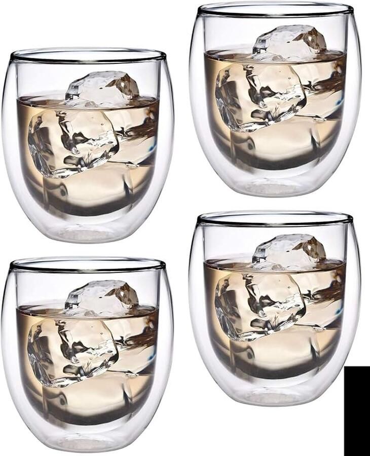Set met 4 cappuccino-kopjes koffieglazen borosilicaatglas 400 ml dubbelwandige glazen voor macchiato ice coffee transparante koffiekopjes thermoglazen van dubbelglas