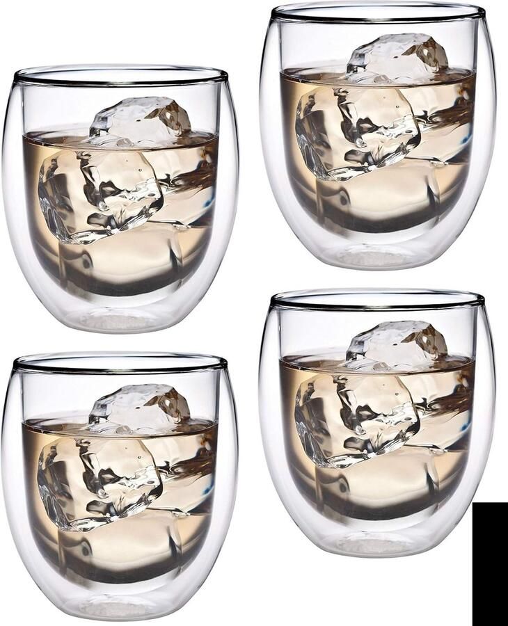 Set met 4 cappuccino-kopjes koffieglazen borosilicaatglas 400 ml dubbelwandige glazen voor macchiato ice coffee transparante koffiekopjes thermoglazen van dubbelglas