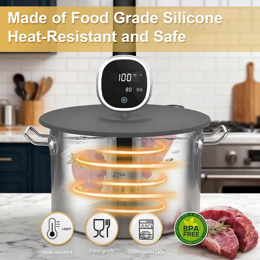 Set Siliconen Deksel voor Sous Vide Waterbaden Universeel & Lekvrij Voorkomt Verdamping - Foto 2