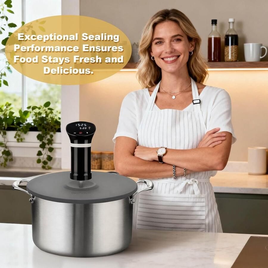 Set Siliconen Deksel voor Sous Vide Waterbaden Universeel & Lekvrij Voorkomt Verdamping - Foto 3