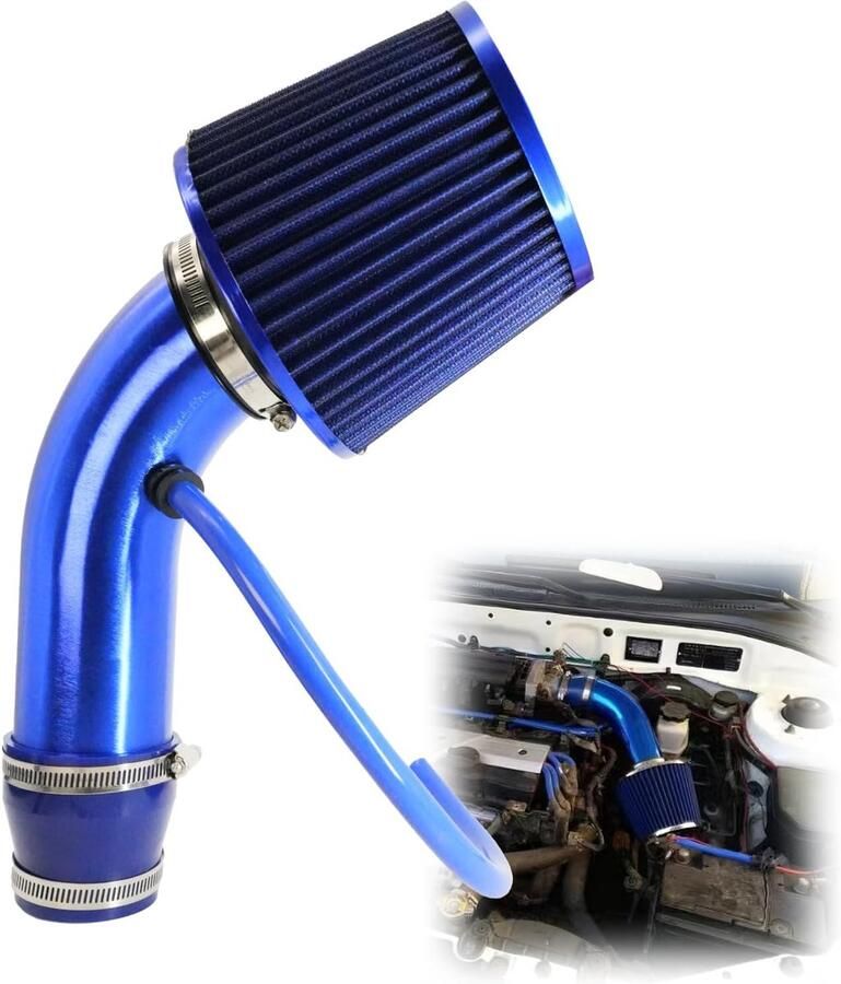 Set sportluchtfilter auto universeel 76 mm sportluchtfilter voor scooters koudeluchtinlaatfilter met slang