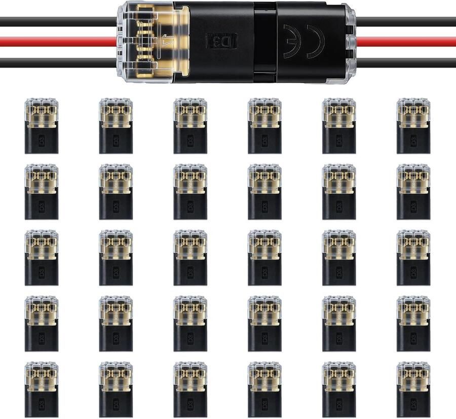 Set van 10 3-polige waterdichte kabelconnectoren Kabelconnector 18-22 AWG