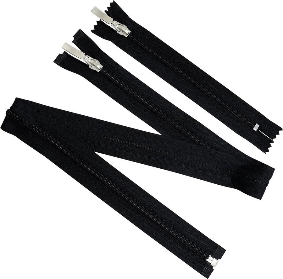 Set van 10 spiraalritsen Nr. 5 : 2 deelbaar (70 cm) + 8 niet-deelbaar (16 cm) zwart met decoratieve trekkers