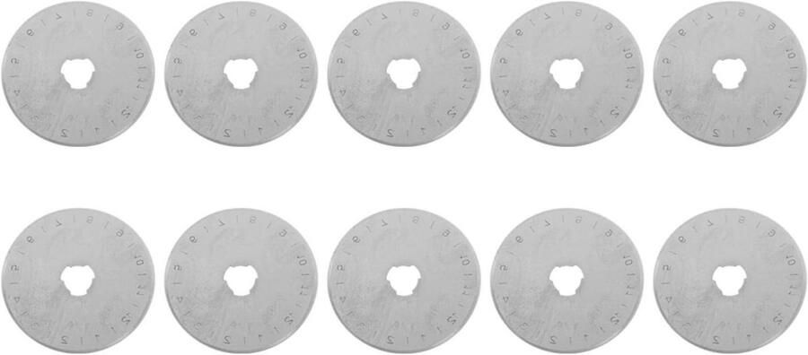 Set van 10 vervangende 45mm snijbladen voor roterende snijmachines met kunststof opbergdoos voor extra bescherming en gemak