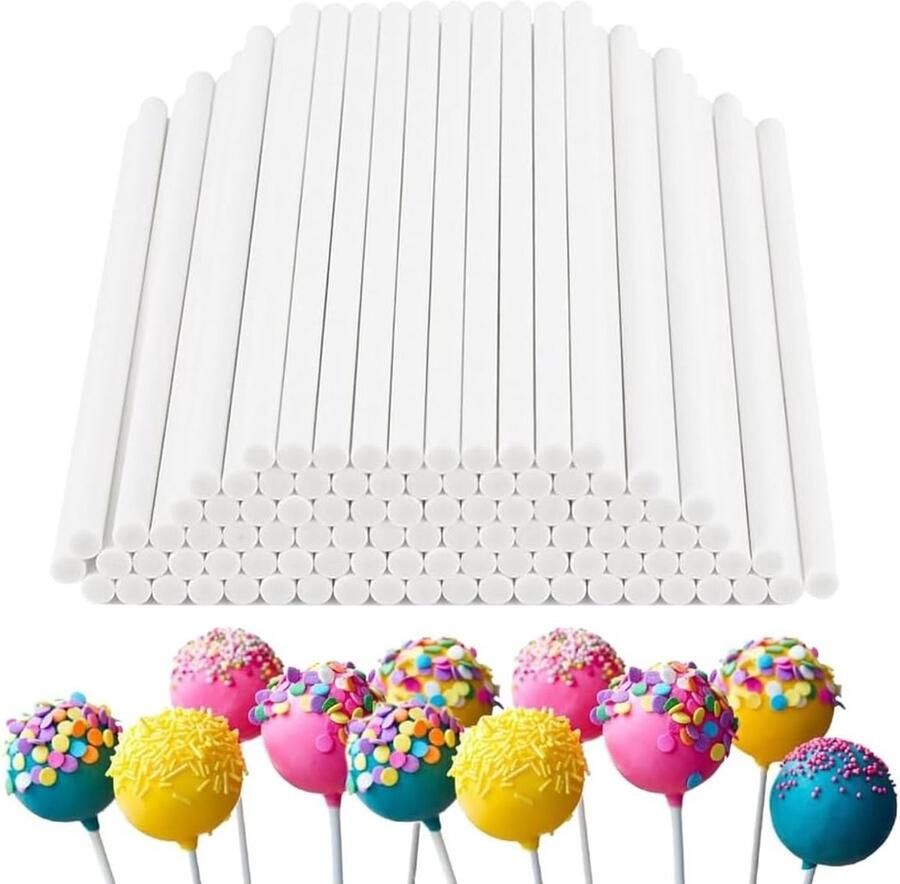 Set van 100 Cake Pops Stokken van 10 cm voor Lollipops Ideaal voor Taarten Snoep en Desserts - Foto 1