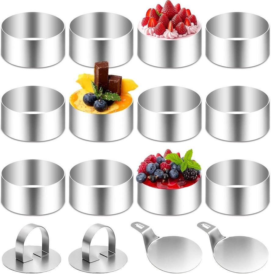 Set van 12 Dessertringen RVS voor Taart en Mousse 8x4 cm