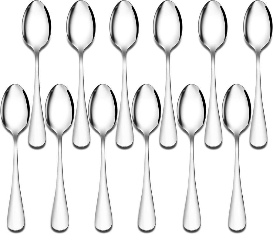 Set van 12 RVS Koffielepels van 12 5 cm Ideaal voor Espresso Thee en Dessert Glanzend Gepolijst voor Huishoudens en Horeca