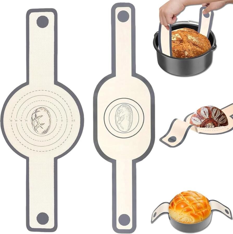 Set van 2 Anti-Aanbak Broodbakmatten Rond & Ovaal met Handvatten voor Zuurdesem en Dutch Oven