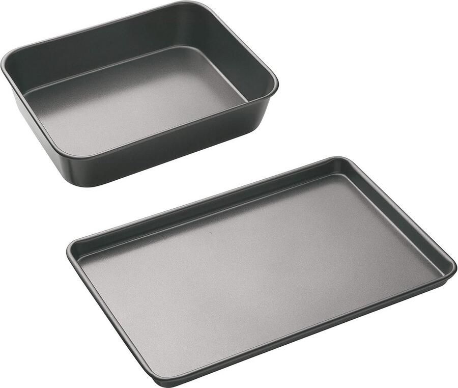 Set van 2 Antiaanbak Ovenschalen en Bakplaten Koolstofstaal voor Oven en Grill