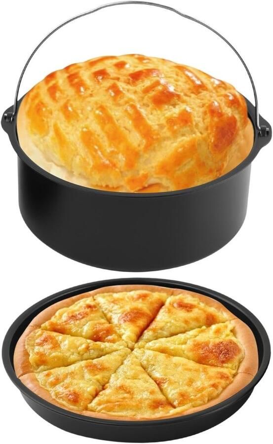 Set van 2 Bakaccessoires voor Airfryer Cakevorm en Pizzapan Ideaal voor Bakken en Koken in de Keuken (Diameter: 15.5cm)