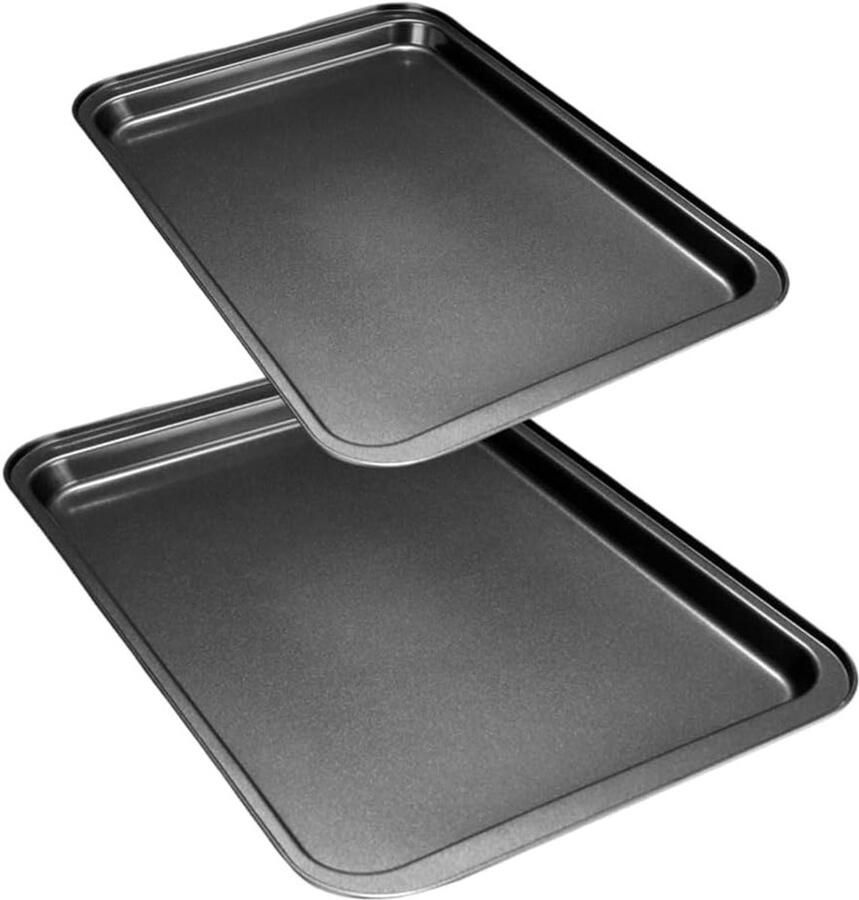 Rechthoekige Antiaanbak Bakplaat Set (42.5 x 28 cm + 37.5 x 25.5 cm) voor Oven Taart en Gebak Vaatwasserbestendig en Roestvrij