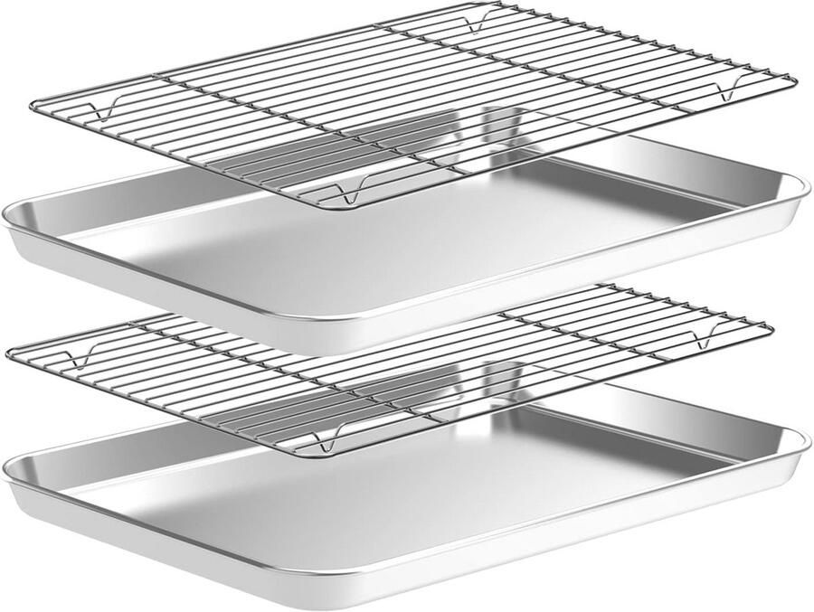 Set van 2 Bakplaten met Koelrekken Anti-aanbak Vaatwasmachinebestendig Perfect voor Bakken