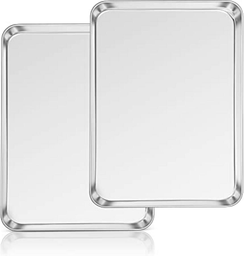 Set van 2 Bakplaten van Roestvrij Staal voor Oven en Dienblad – 31 x 24 x 2 5 cm