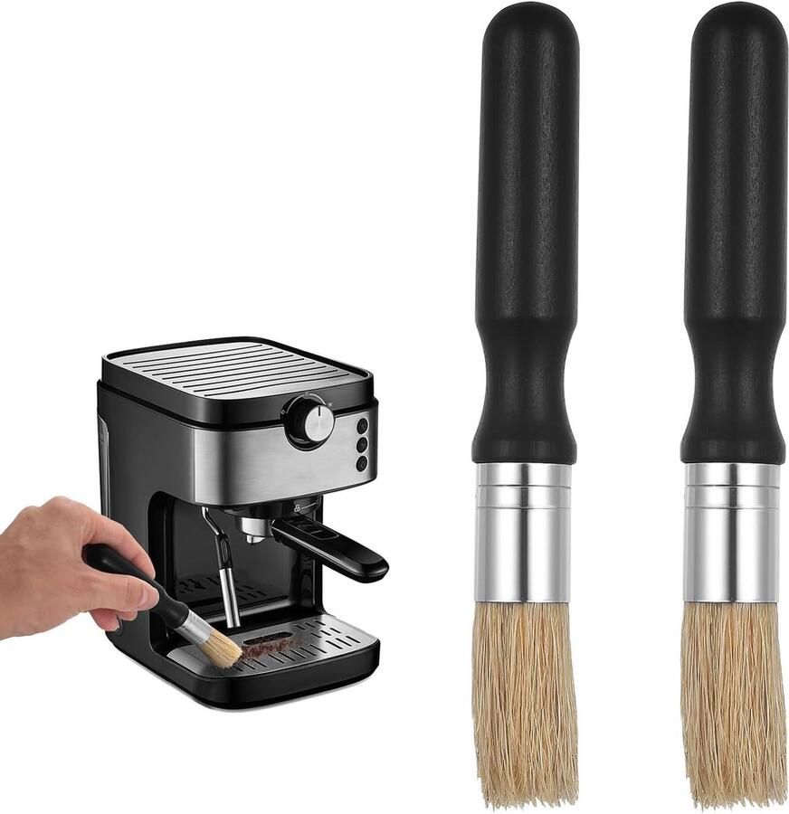 Set van 2 Barista Borstels voor het Schoonmaken van Koffiemolens en Espresso Machines Ideaal voor Koffieliefhebbers en Professionele Barista's - Foto 1