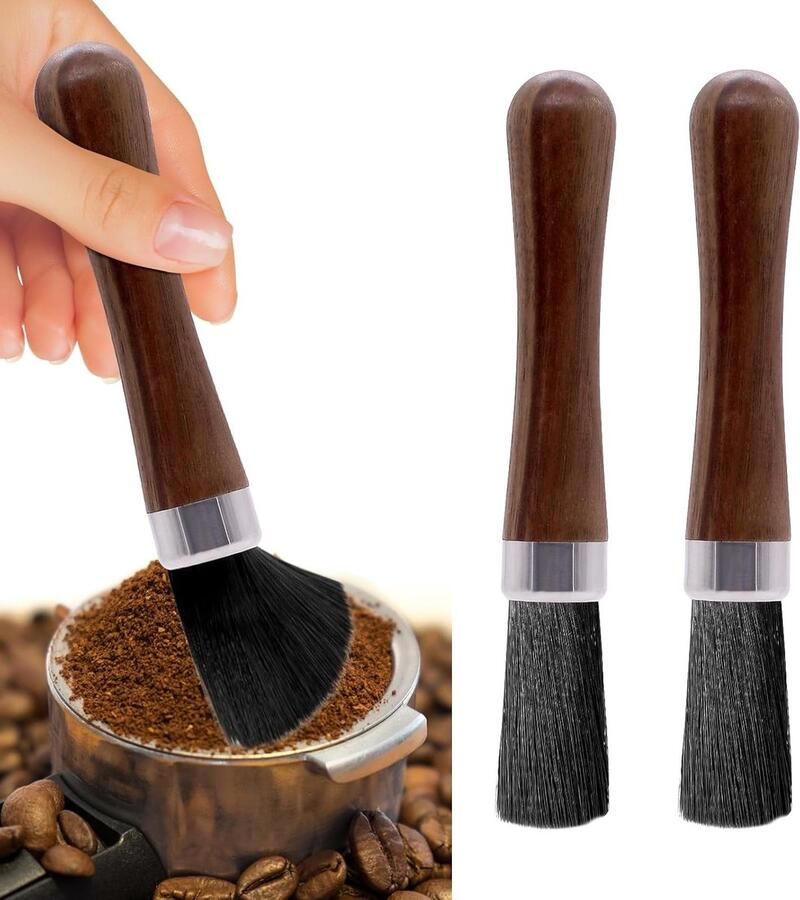 Set van 2 Barista Borstels voor Koffie Nylon Schoonmaakborstel en Filterhouder Perfect voor Espresso en Koffiemolen Accessoires