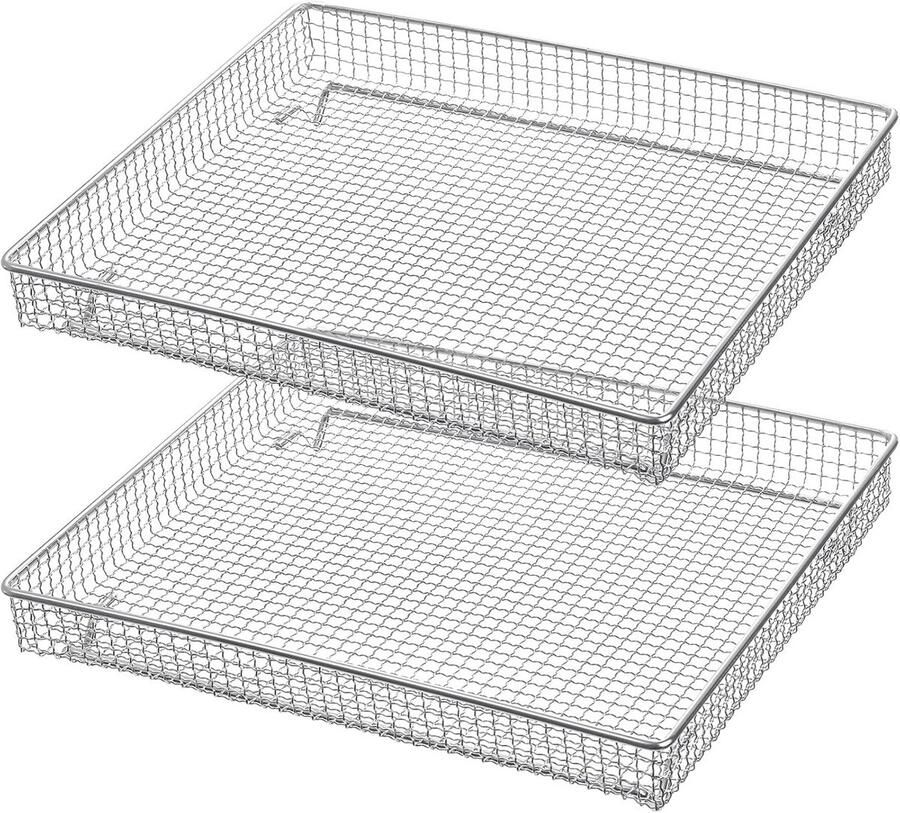 Set van 2 Compatibele Airfryer Mand voor Ovens en Broodroosters Roestvrij Staal