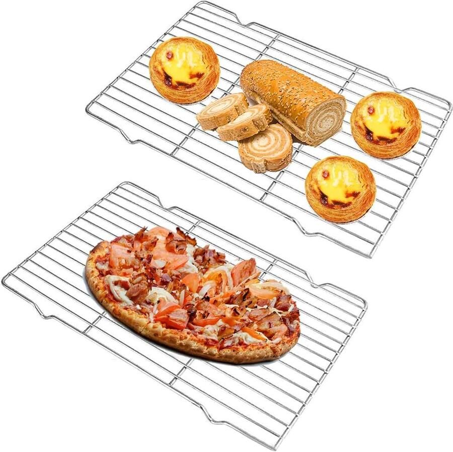 Set van 2 Draad Koelrekken voor Bakken Grillen en Braden Rechthoekig