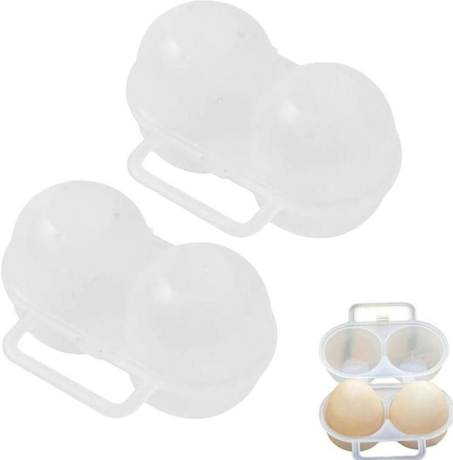 Set van 2 Draagbare Plastic Eierhouders met Handvat voor Vervoer