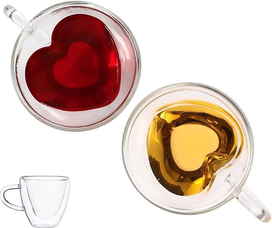 Set van 2 dubbelwandige geïsoleerde koffieglazen kommen heldere glazen bekers koude of warme dranken sapglas waterschaal creatieve drank melkwijn koffie ijsthees cocktails mok