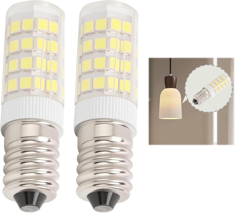 Set van 2 E14 LED Lampen voor Afzuigkap en Koelkast 5W Koud Wit Licht 6000K Energiezuinig en Niet Dimbaar