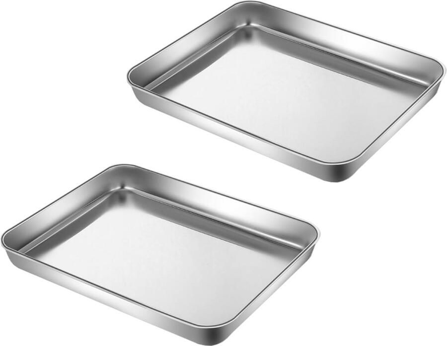 Set van 2 Extra Kleine RVS Bakplaten voor Oven en Serveren Perfect voor 1-2 Personen