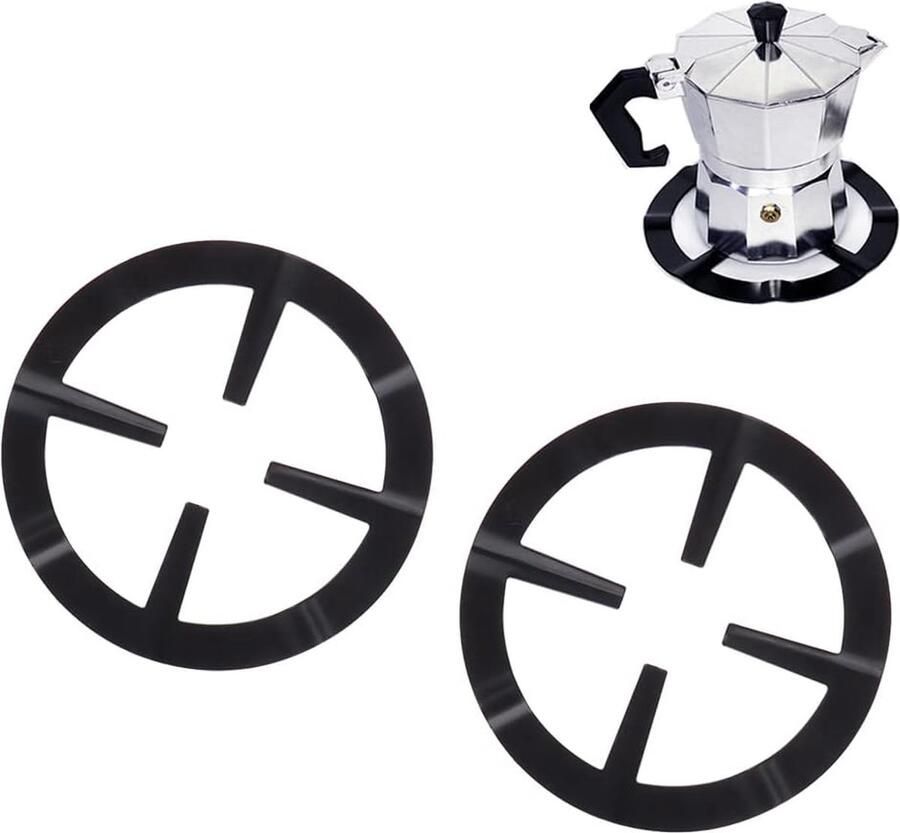 Set van 2 Gietijzeren Gasfornuis Plaatjes voor Koffiepot en Pannen