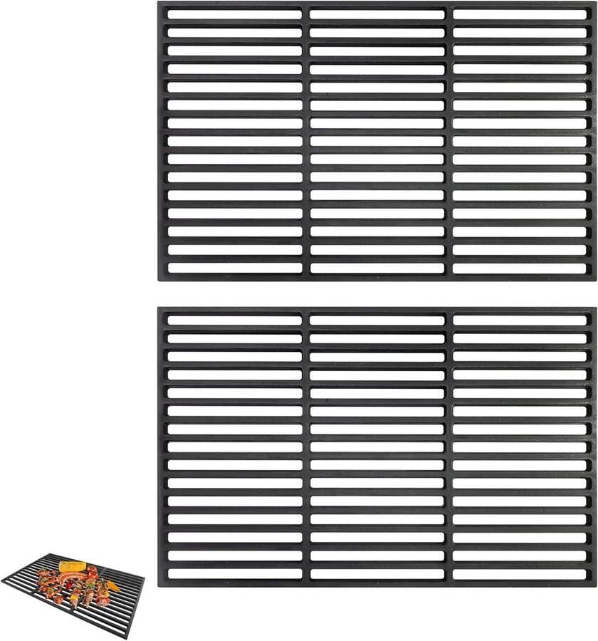 Set van 2 Gietijzeren Grillroosters 42x28 cm voor Houtskool en BBQ