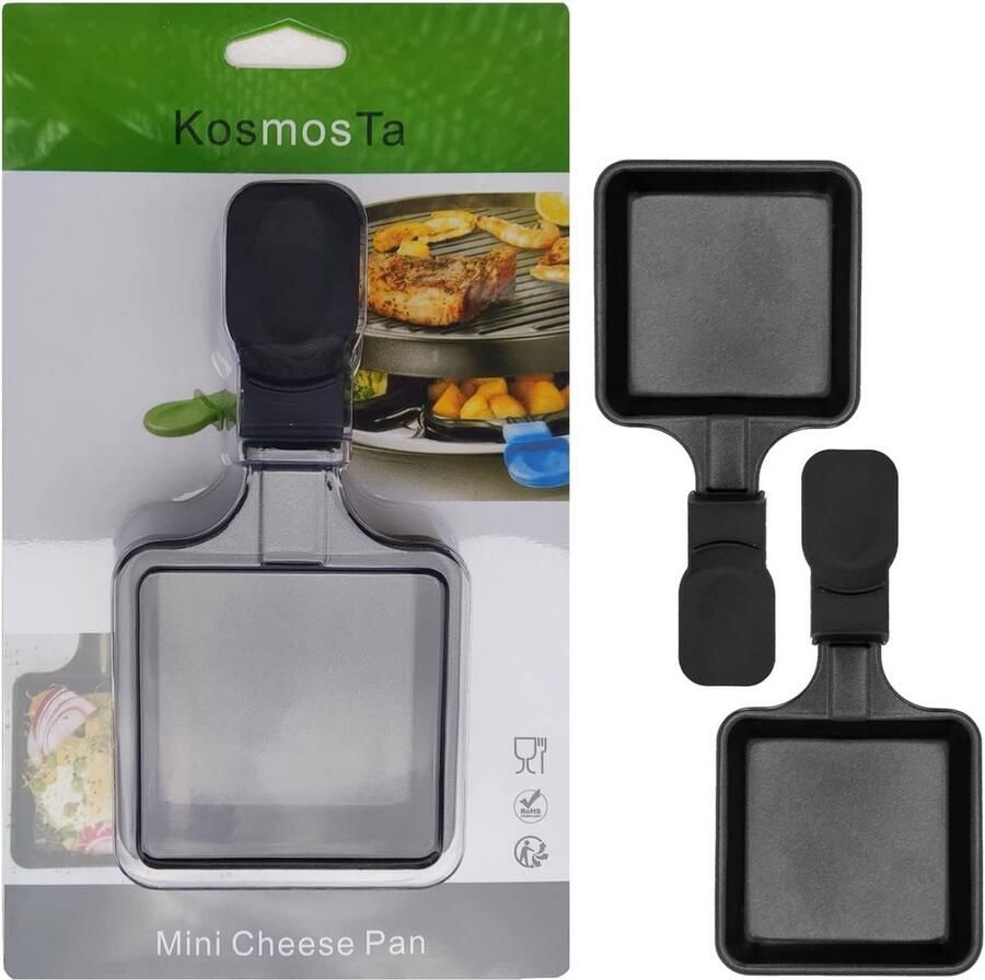 Set van 2 Gietijzeren Mini Grillpannen met Antiaanbaklaag voor Raclette