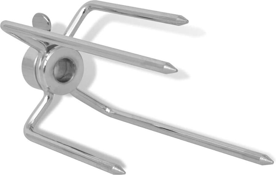 Set van 2 grillspiesen grillvorken van verchroomd staal diameter 8-11 mm vleesvorken met 4 tanden en borgschroeven