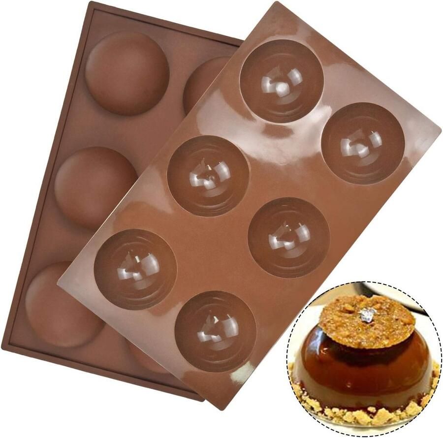 Set van 2 halve bolvormige siliconen mallen voor chocolade cake decoratie jelly en zeep maken ideaal voor muffins en snoepjes