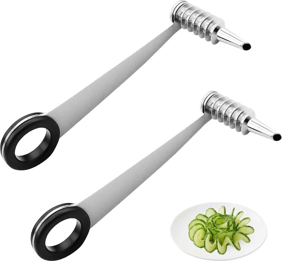 Set van 2 handgeleide spiraalsnijders premium roestvrij staal aardappelsnijder voor groenten en fruit compacte spiraalsnijder aardappelsnijder voor wortels komkommers courgettes duurzaam