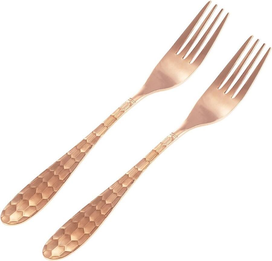 Set van 2 Handgemaakte Koperen Diner Vorken Luxe Duurzaam Serviesgoed