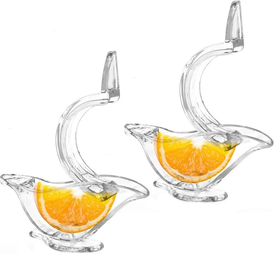 Set van 2 handmatige citroenpersen draagbare plastic fruitpers handzame citruspers in vogelvorm geschikt voor sinaasappels limoenen en granaatappels
