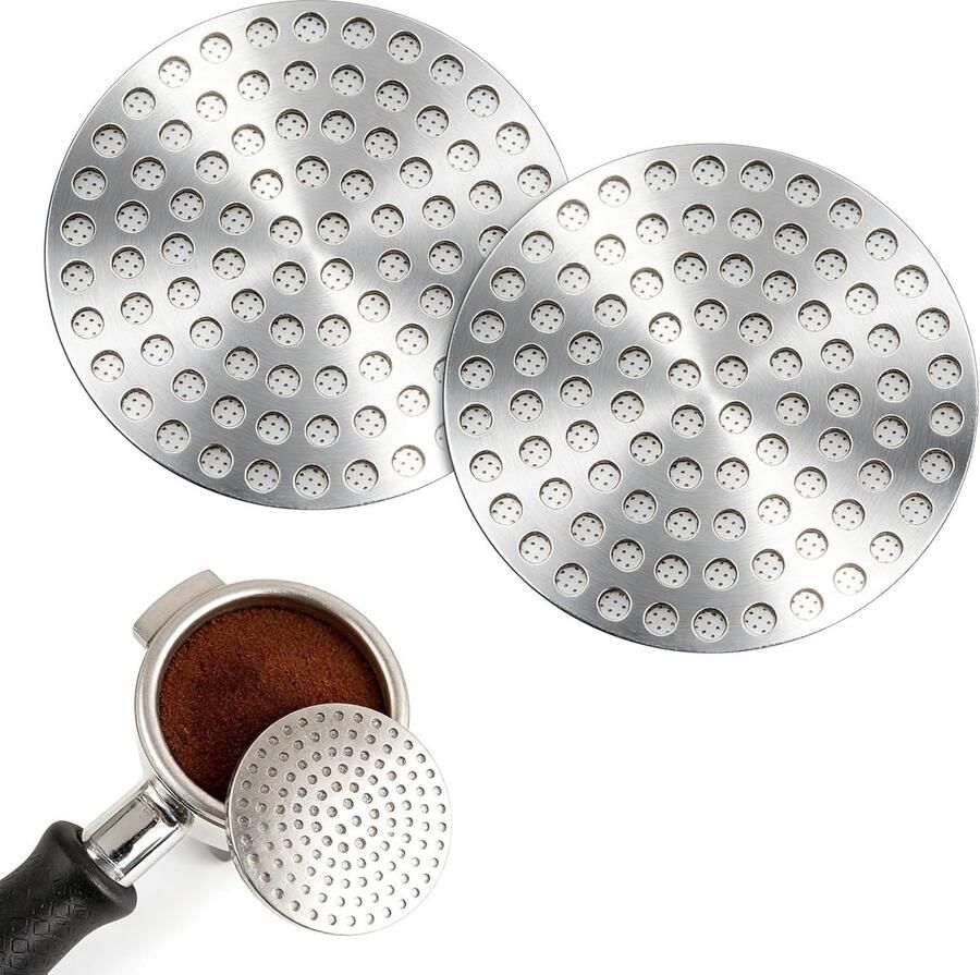 Set van 2 herbruikbare 53mm espresso puck screens van roestvrij staal 0.8mm dik ideaal voor barista's koffiefilters en koffiezetapparaten