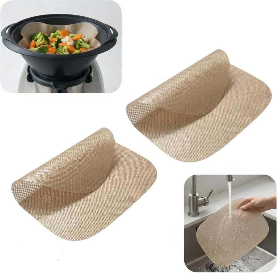 Set van 2 Herbruikbare Bakfilms Geschikt voor Thermomix TM7 Silicone Stoomkussen Hittebestendig tot 250°C Perfect voor Oven en Stomen