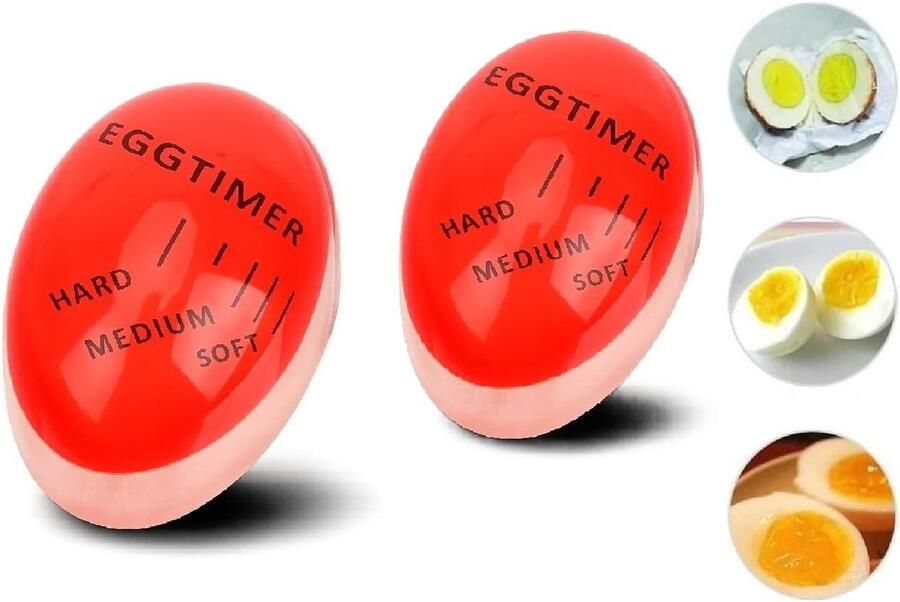Set van 2 herbruikbare eierwekkers geeft aan wanneer eieren zacht medium of hardgekookt zijn