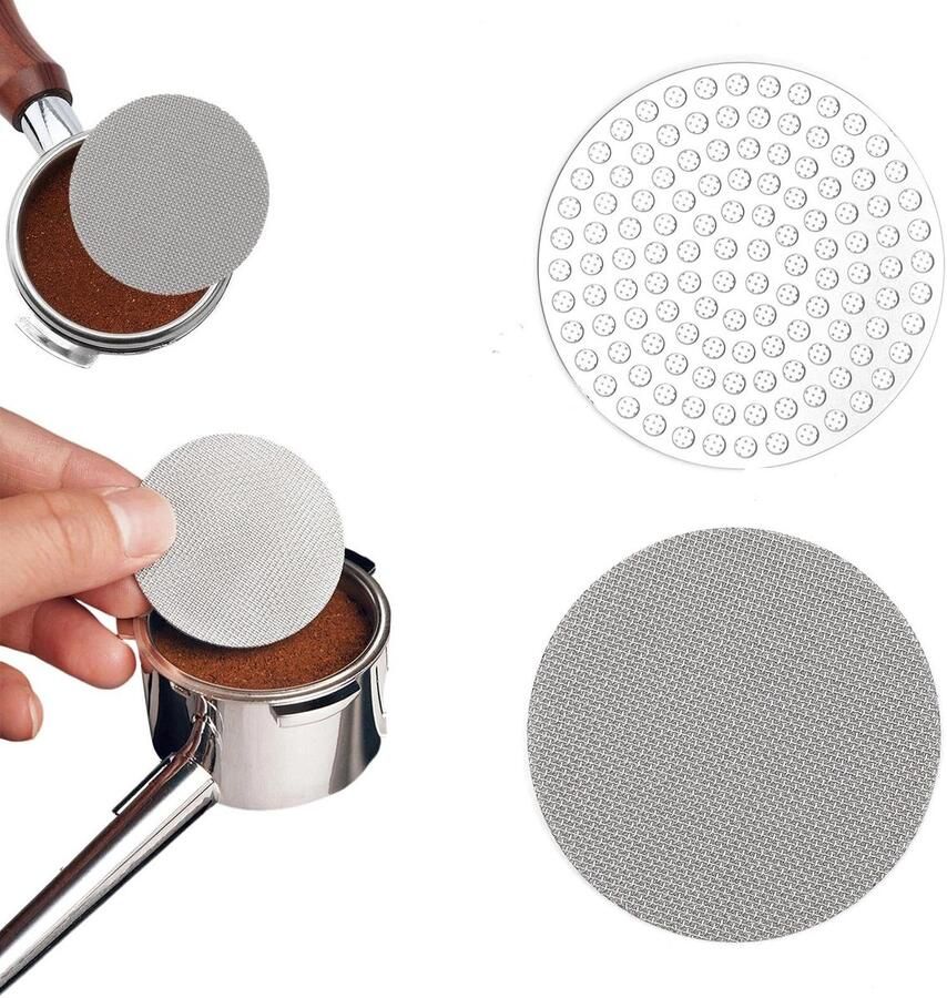Set van 2 Herbruikbare Espresso Puck-Screens 58mm van Roestvrij Staal